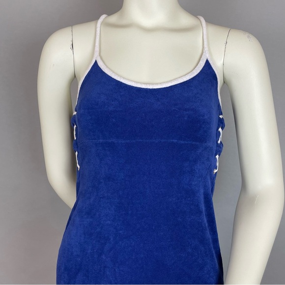 Juicy Couture Terrycloth Dress Y2K-Style Size Small Lace-Up Sides Slits Blue - Picture 4 of 13
